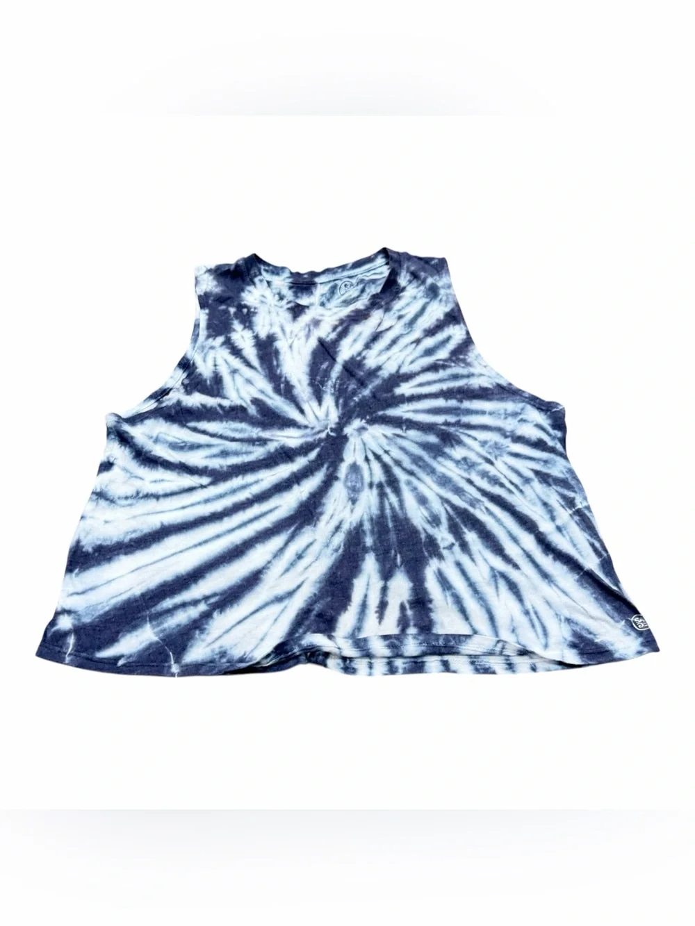 SAGE Collective Tie Dye Crew Neck Tank Top Women’s Size Medium, Blue White